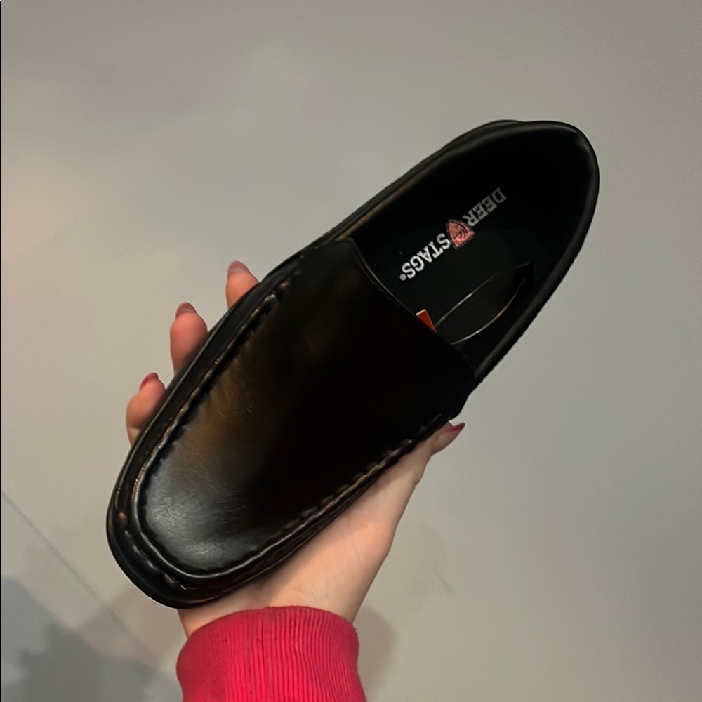 Deer Stags Black Dress Shoes with Moccasin Toe and Padded Collar - Picture 8 of 9
